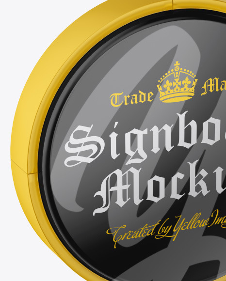 Glossy Round Signboard Mockup PSD #7