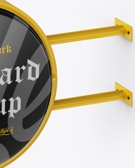 Glossy Round Signboard Mockup PSD #5