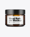 Amber Glass Jar with Weed Buds Mockup