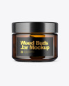 Amber Glass Jar with Weed Buds Mockup