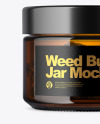 Amber Glass Jar with Weed Buds Mockup