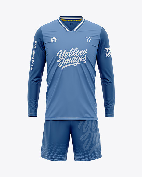 Download Men S Long Sleeve Soccer Kit Mockup Front View In Apparel Mockups On Yellow Images Object Mockups