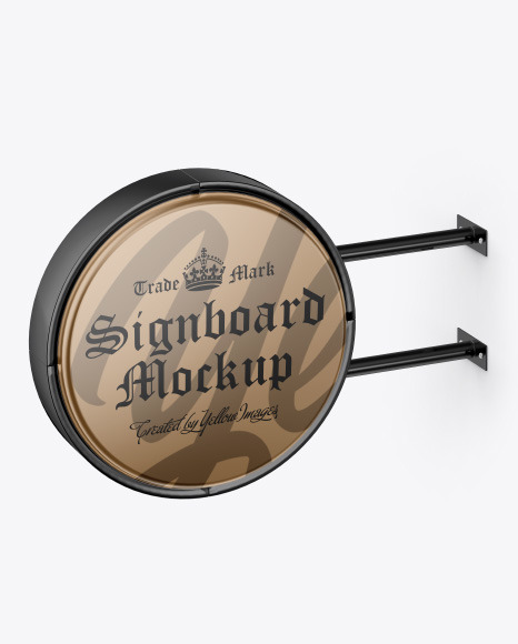 Glossy Metallic Round Signboard Mockup PSD #2