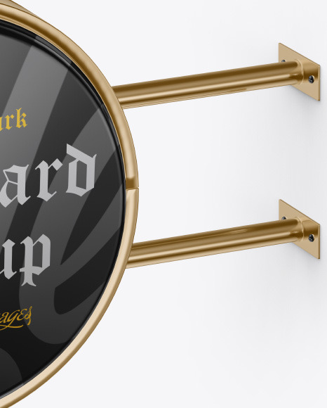 Glossy Metallic Round Signboard Mockup PSD #6