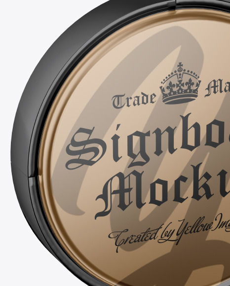 Glossy Metallic Round Signboard Mockup PSD #7