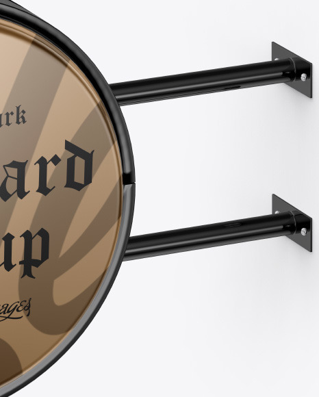Glossy Metallic Round Signboard Mockup PSD #5