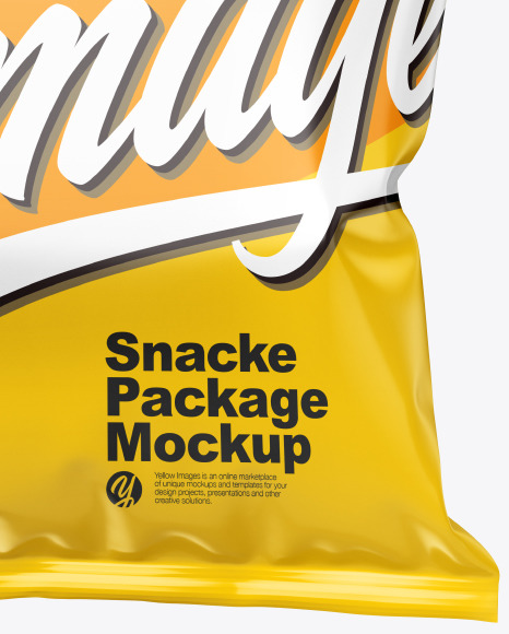 Download Glossy Snack Package Mockup In Bag Sack Mockups On Yellow Images Object Mockups Yellowimages Mockups