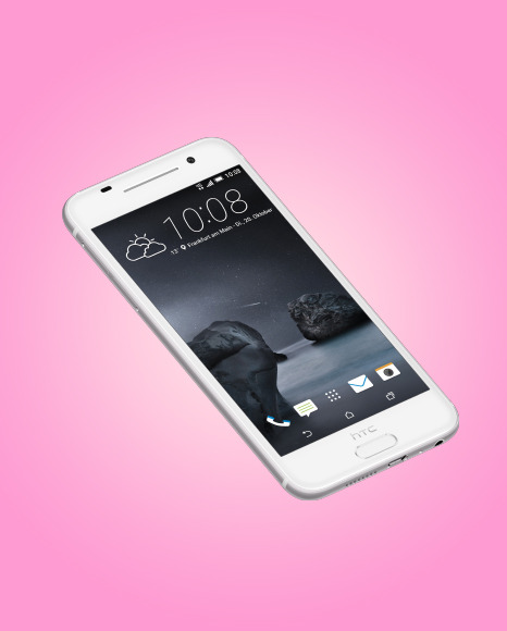Opal Silver HTC A9 Phone Mockup PSD #1