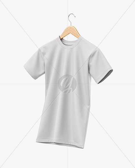 T Shirt On Hanger Mockup Half Side View In Apparel Mockups On Yellow Images Object Mockups