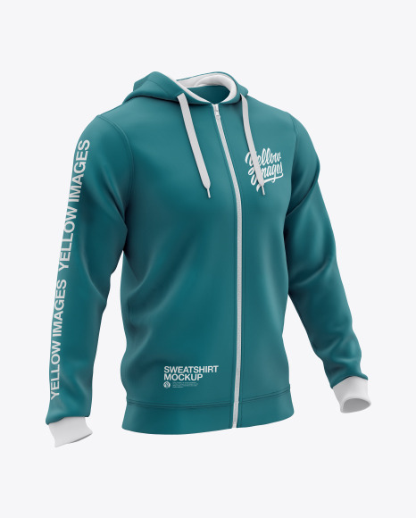 Download Men's Full-Zip Hooded Sweatshirt Mockup in Apparel Mockups ...