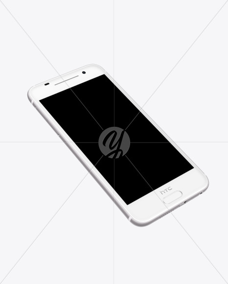 Download Opal Silver Htc A9 Phone Mockup In Device Mockups On Yellow Images Object Mockups PSD Mockup Templates