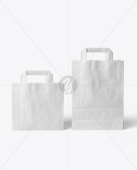 Two Paper Shopping Bags Mockup In Bag Sack Mockups On Yellow Images Object Mockups