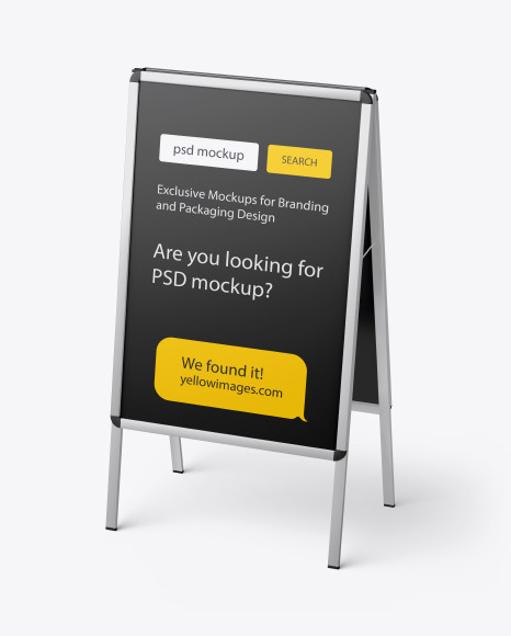 Metallic Stand Mockup In Outdoor Advertising Mockups On Yellow Images Object Mockups