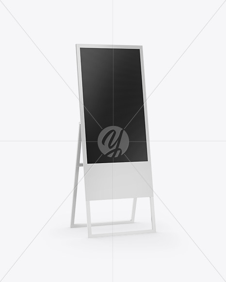 Digital Banner Stand Mockup Half Side View In Indoor Advertising Mockups On Yellow Images Object Mockups