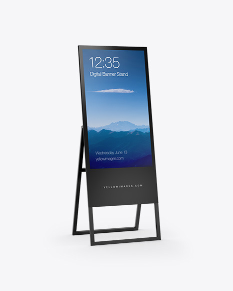 Digital Banner Stand Mockup - Half Side View