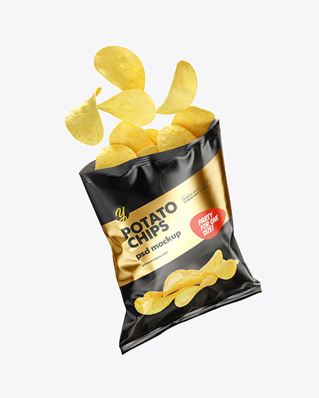 Download Glossy Bag W Chips Mockup In Bag Sack Mockups On Yellow Images Object Mockups PSD Mockup Templates