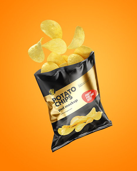 Download Glossy Bag W Chips Mockup In Bag Sack Mockups On Yellow Images Object Mockups PSD Mockup Templates