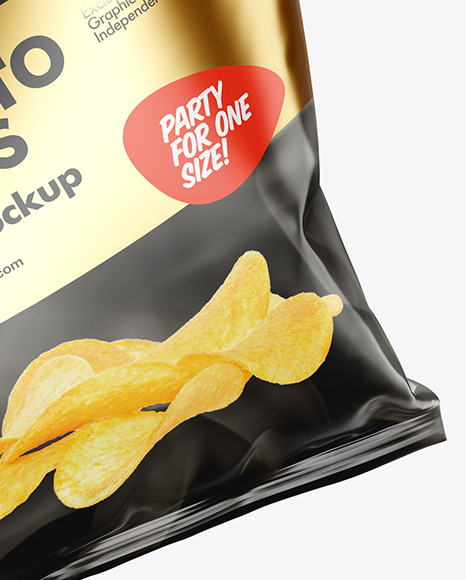 Download Glossy Bag W Chips Mockup In Bag Sack Mockups On Yellow Images Object Mockups