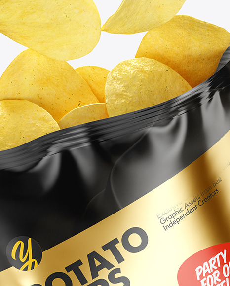 Download Glossy Bag W Chips Mockup In Bag Sack Mockups On Yellow Images Object Mockups PSD Mockup Templates