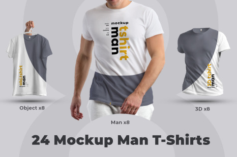 Download 24 Mockups Man T Shirt Man 3d Objects In Apparel Mockups On Yellow Images Creative Store PSD Mockup Templates