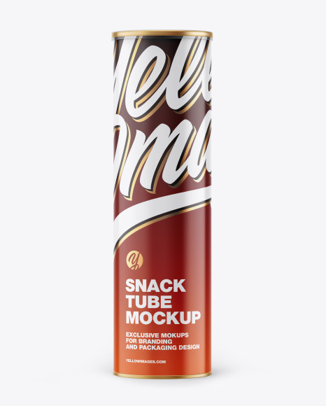 Glossy Snack Tube W Chips Transparent Cap Mockup In Tube Mockups On Yellow Images Object Mockups