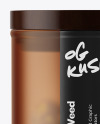 Frosted Amber Glass Jar w/ Weed Buds Mockup