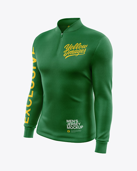 Men S Jersey With Long Sleeve Mockup Front Half Side View In Apparel Mockups On Yellow Images Object Mockups