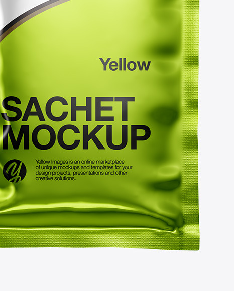 Metallic Sachet Mockup In Sachet Mockups On Yellow Images Object Mockups