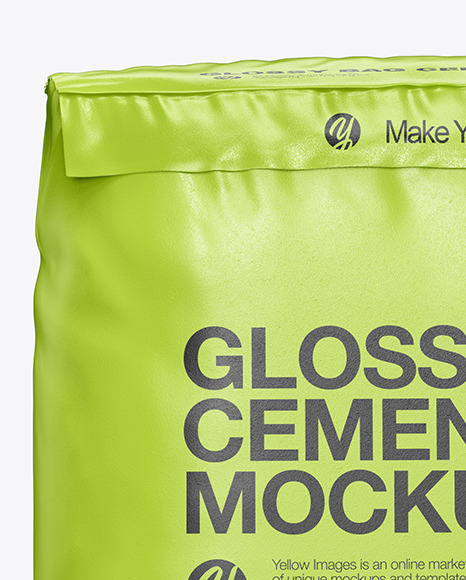 Download Glossy Cement Bag Mockup In Bag Sack Mockups On Yellow Images Object Mockups Yellowimages Mockups