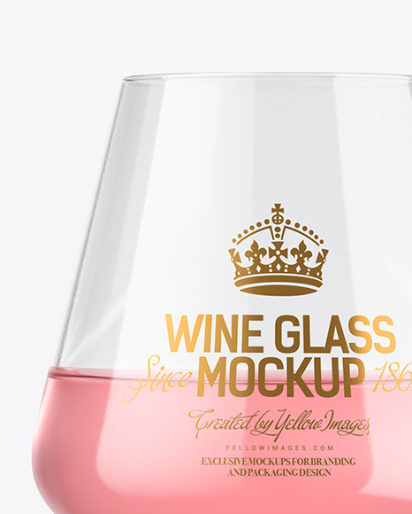 Download Pink Wine Glass Mockup In Cup Bowl Mockups On Yellow Images Object Mockups PSD Mockup Templates