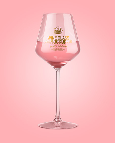 Pink Wine Glass Mockup In Cup Bowl Mockups On Yellow Images Object Mockups