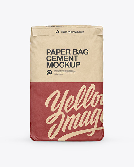 Kraft Cement Bag Mockup In Bag Sack Mockups On Yellow Images Object Mockups