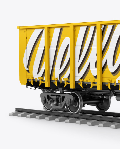 Download Railroad Gondola Car Mockup In Object Mockups On Yellow Images Object Mockups PSD Mockup Templates