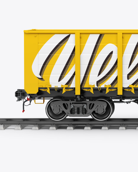 Download Railroad Gondola Car Mockup in Object Mockups on Yellow ...