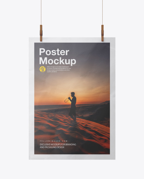 Download Crumpled A3 Poster Mockup In Stationery Mockups On Yellow Images Object Mockups PSD Mockup Templates