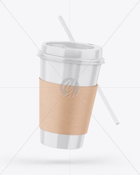 Glossy Coffee Cup W Straw Mockup In Cup Bowl Mockups On Yellow Images Object Mockups