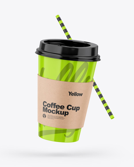 Download Glossy Coffee Cup W Straw Mockup In Cup Bowl Mockups On Yellow Images Object Mockups PSD Mockup Templates