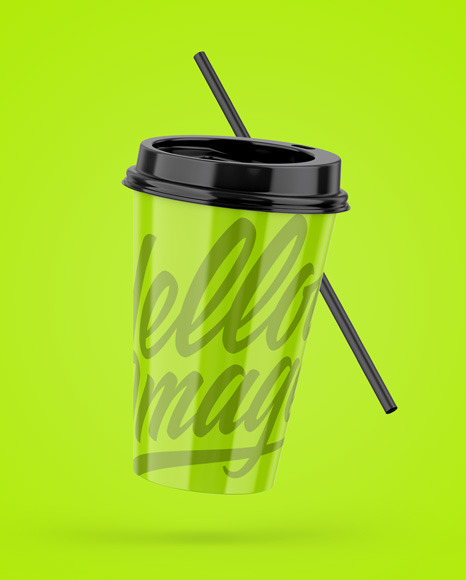 Download Glossy Coffee Cup W Straw Mockup In Cup Bowl Mockups On Yellow Images Object Mockups PSD Mockup Templates