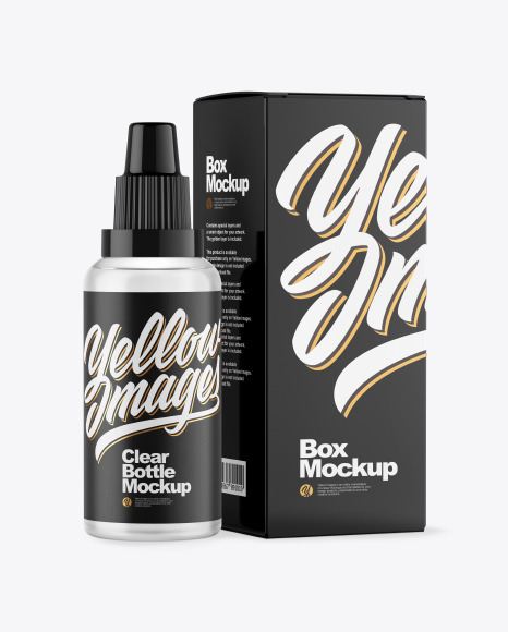 Download Clear Bottle W Box Mockup In Bottle Mockups On Yellow Images Object Mockups PSD Mockup Templates