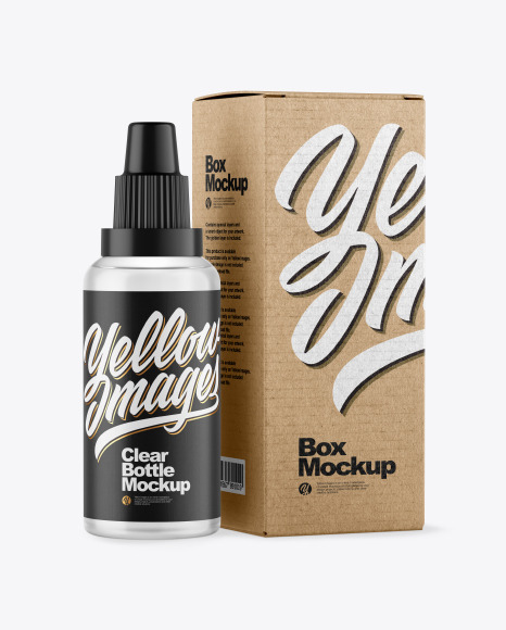 Download Clear Bottle W Box Mockup In Bottle Mockups On Yellow Images Object Mockups PSD Mockup Templates