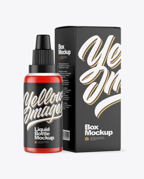 Color Liquid Bottle W/ Box Mockup