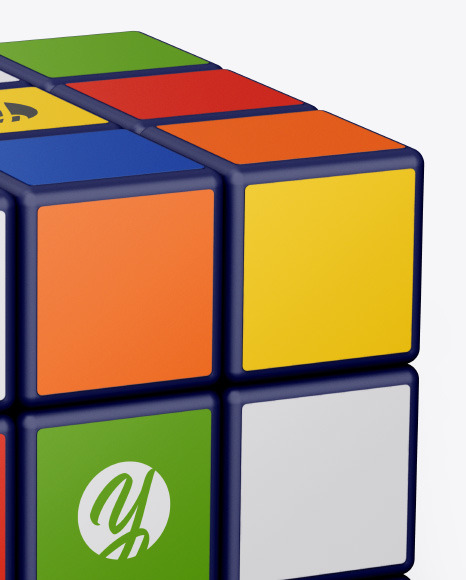 Glossy Rubik's Cube Mockup in Stationery Mockups on Yellow Images Object Mockups