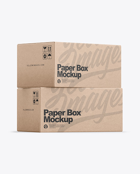 Two Kraft Boxes Mockup In Box Mockups On Yellow Images Object Mockups