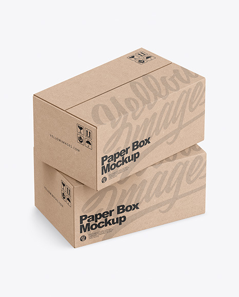 Download Two Kraft Boxes Mockup In Box Mockups On Yellow Images Object Mockups