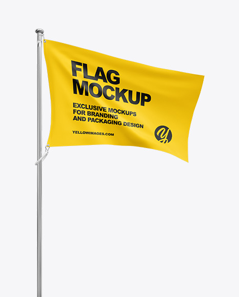 Download Flag Mockup In Outdoor Advertising Mockups On Yellow Images Object Mockups PSD Mockup Templates