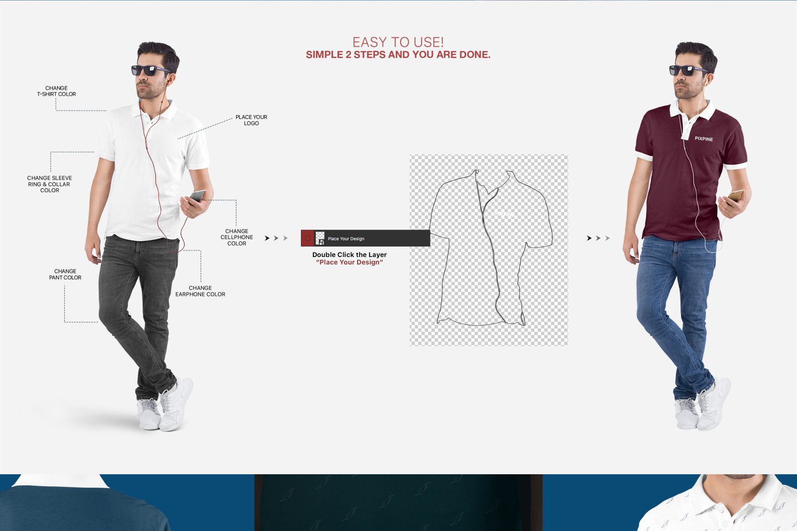 Download Men S Polo T Shirt Mockup Set In Apparel Mockups On Yellow Images Creative Store