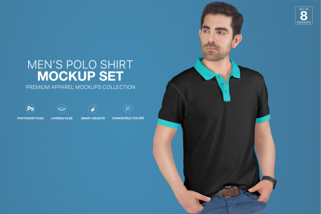 Download Men S Polo T Shirt Mockup Set In Apparel Mockups On Yellow Images Creative Store