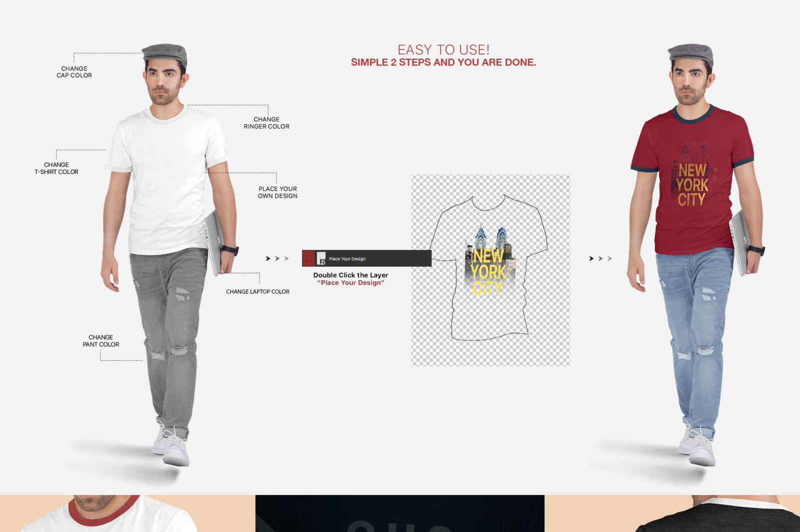 Download Men S Ringer T Shirt Mockup Set In Apparel Mockups On Yellow Images Creative Store