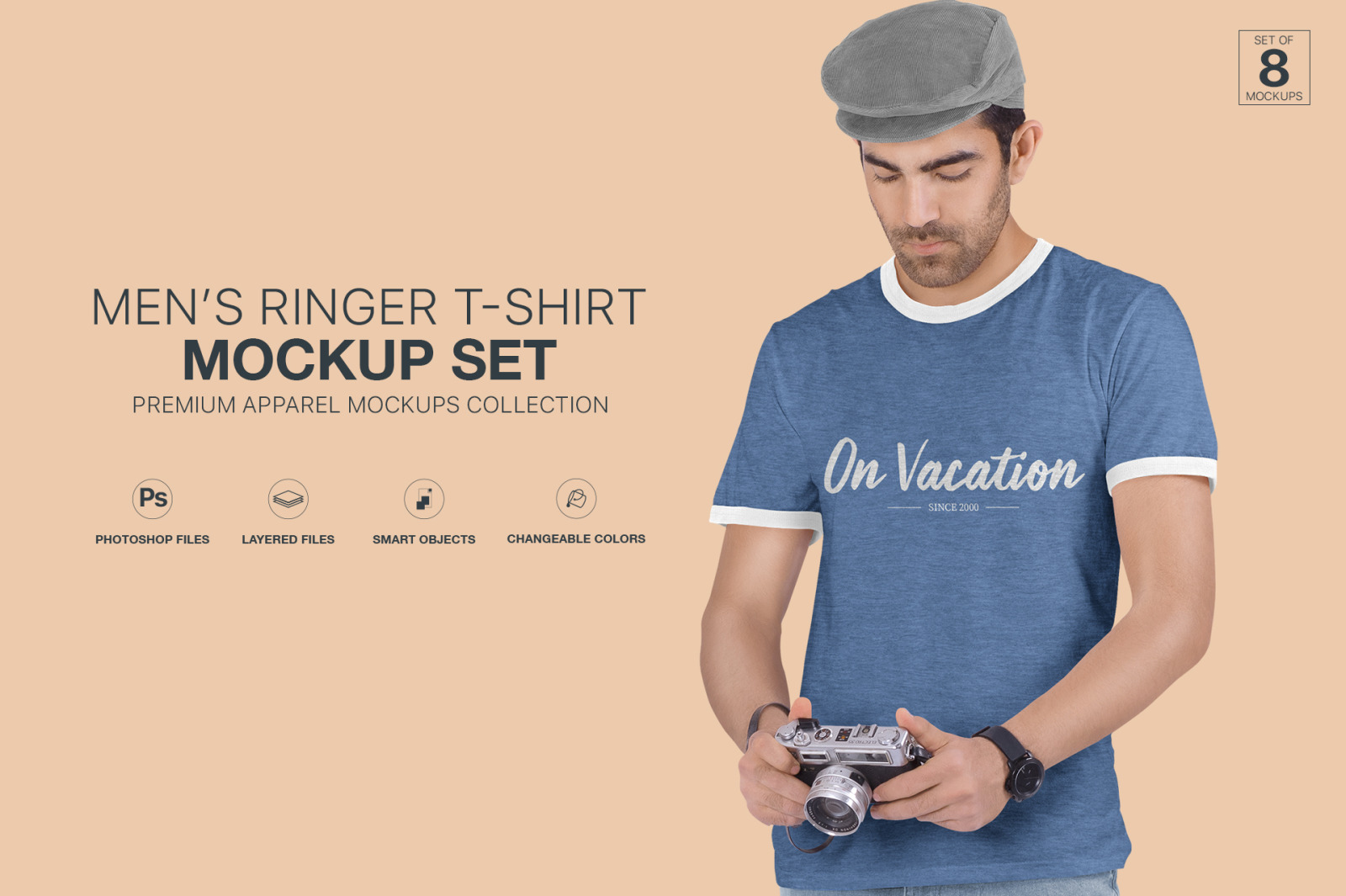 Download Men's Ringer T-Shirt Mockup Set in Apparel Mockups on ...