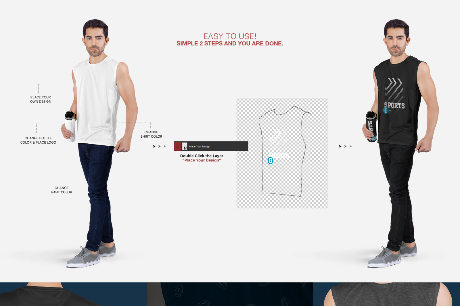 Men's Sleeveless Shirt Mockup Set in Apparel Mockups on Yellow Images Creative Store